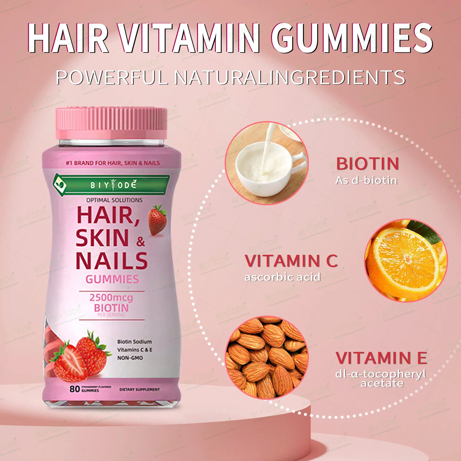 1 bottle of biotin gummies to protect hair health promote metabolism and enhance immunity