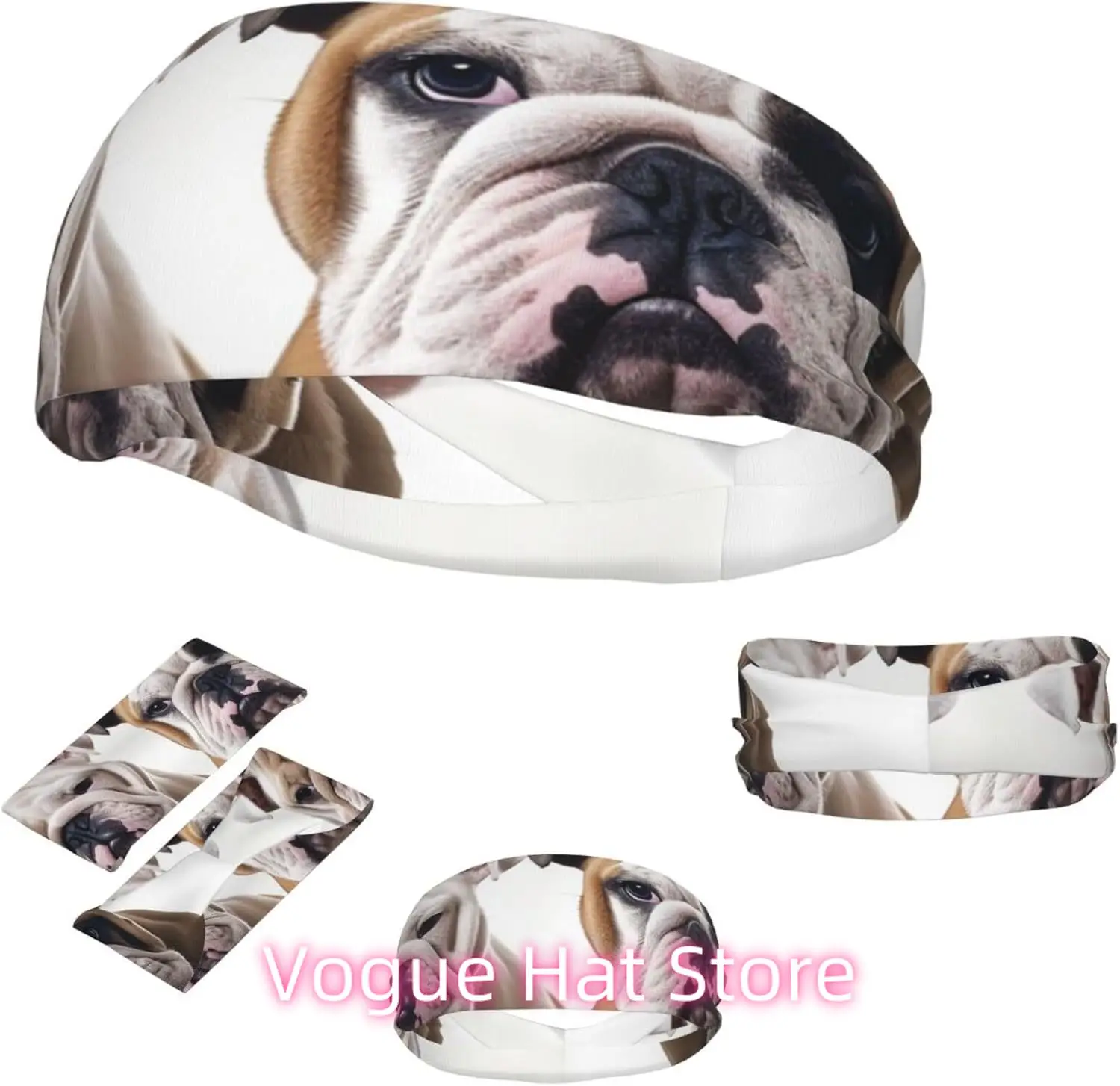 

Спортивная повязка на голову для мужчин и женщин, влагоотводящая спортивная повязка на голову, два милых собак-бульдога, спортивные повязки, нескользящие повязки на голову