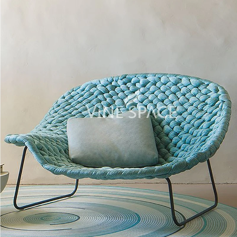 

Creative outdoor furniture rope woven sofa single rattan chair round pier lampshade combination coffee table balcony chair