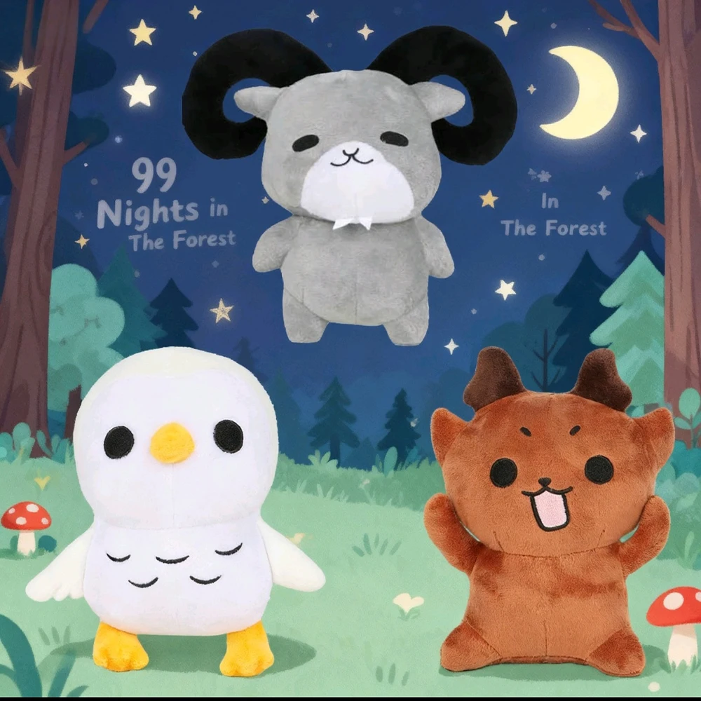 Neue 99 Nächte im Wald, Hirsch, Plüschtiere, Film, Kuscheltiere, Adler, Eule oder Ziege, Spielzeug, Fans, Geburtstagsgeschenke, Kinderspielzeug, Raumdekoration