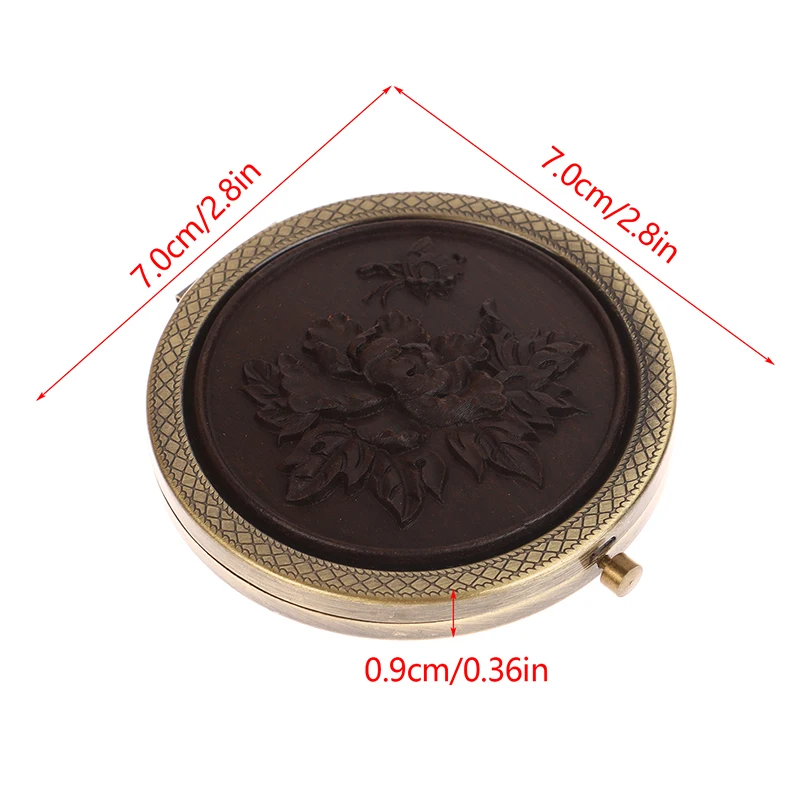 Wood Folding Pocket Mirror Vintage Flowers MakeupMirror Portable Magnifying Retro Compact Mirror Folded Pocket Mirror Women Gift