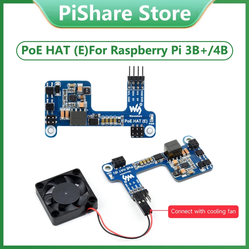 

Raspberry Pi PoE HAT Power over Ethernet HAT Expansion board 802.3af-compliant for 3B+/4B