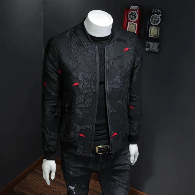 2024 New Fashion Design Men's Jacket High Quality Embroidered Coat Casual Luxury Slim Fit Baseball Neck