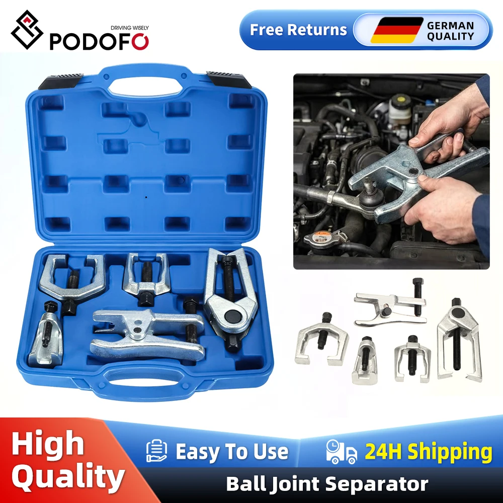 Podofo 5 pièces Kit de retrait d'extracteur de bras de séparateur de rotule Kit de retrait de séparateur pour séparateurs de joints biellette de direction et joints sphériques