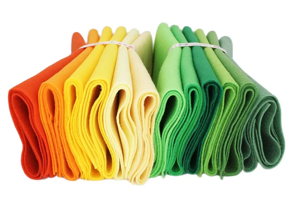 1,2 mm grüner gelber weicher Filz für DIY-Handarbeit, Nähen, Stoff, Basteln, Puppen, Handarbeiten, Polyesterstoff, 12 Stück/Lot, 25 cm x 28 cm – Detail 1