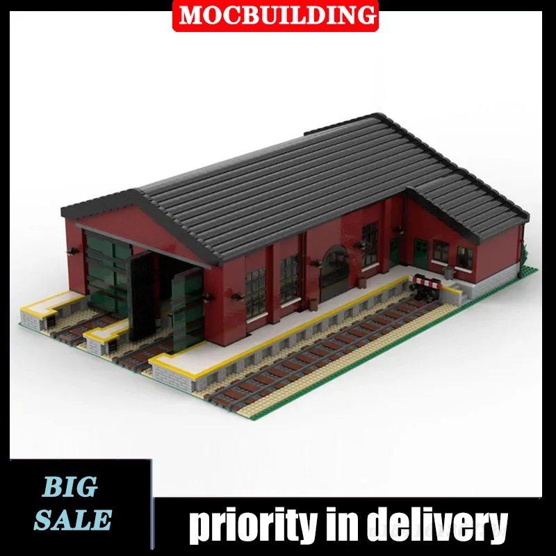 City Locomotive House Engine Room Model Assembly Building Block MOC Train Building Children\'s Birthday Gift Set