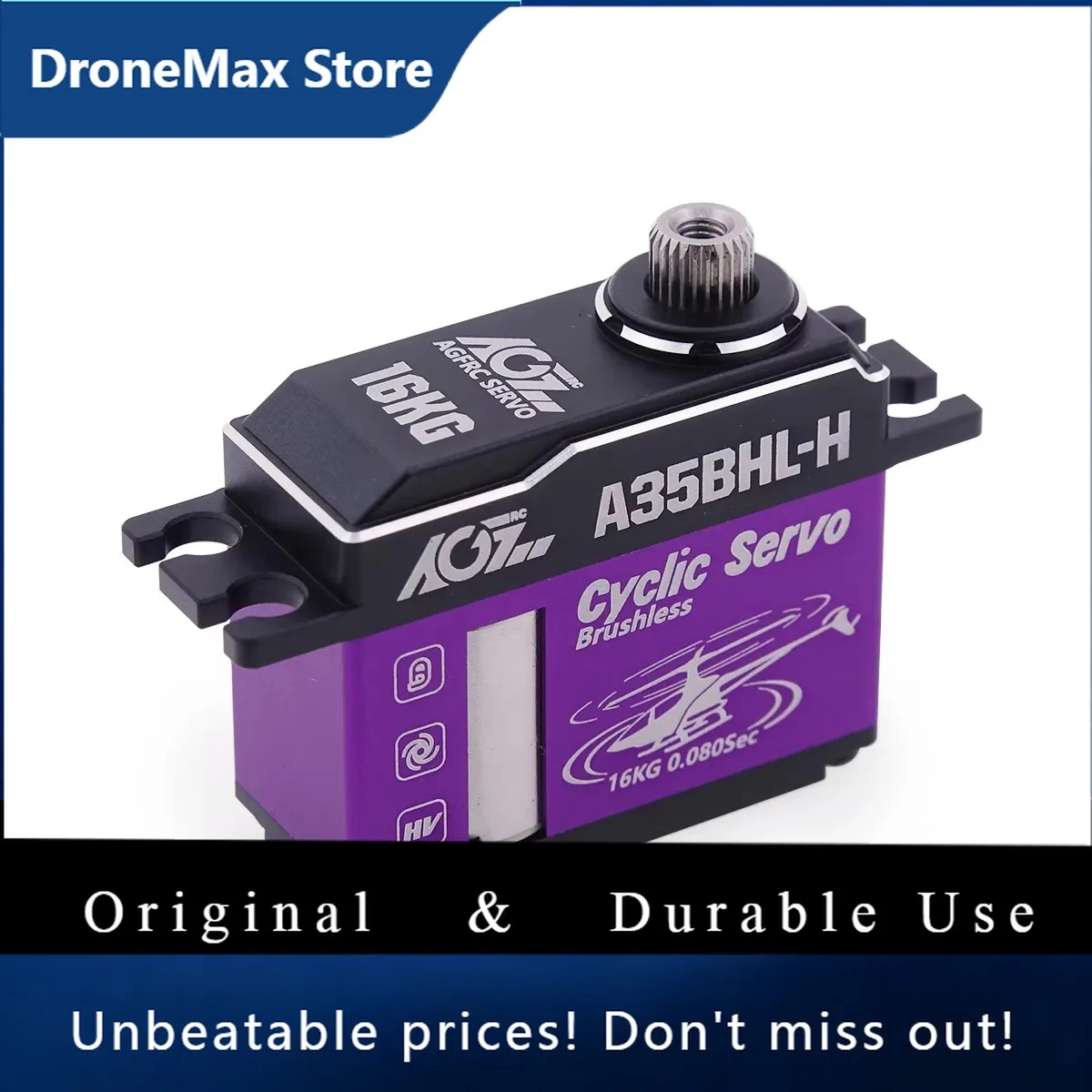 DroMaAGFRC A35BHL-H A35BHM-H 16KG 0.08Sec 18.5KG 0.03Sec Steel Gears HV Brushless Cylicy Servo Class Helicopter Swashplate Glide