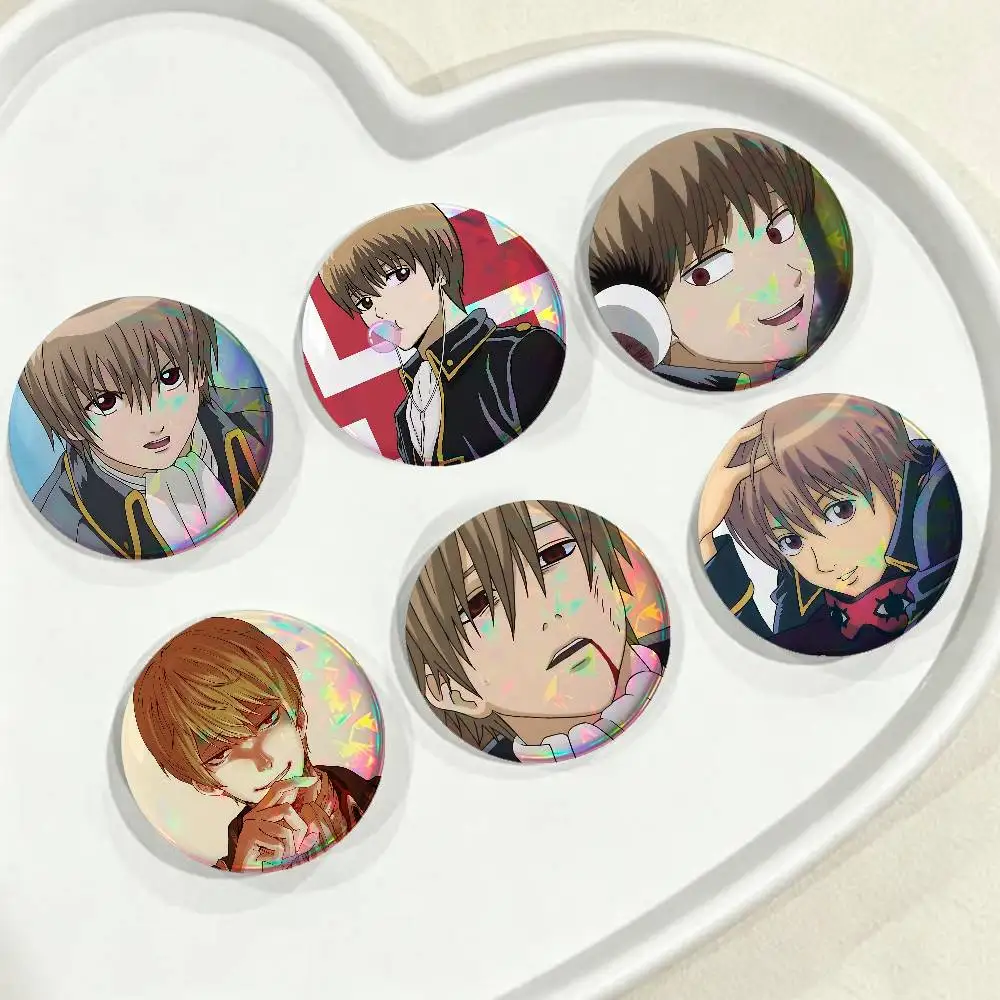 Cartoon O-Okita S-Sougo For Badge Custom Laser Hologram Enamel Pin Badge Metal Lapel Brooch For Clothes Bag Accessory Gift