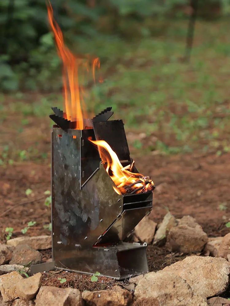 Brûleur à bois détachable Portable, poêle à fusée pour barbecue, en acier inoxydable, pour l'extérieur, sac à dos, tente de camping, pique-nique, barbecue