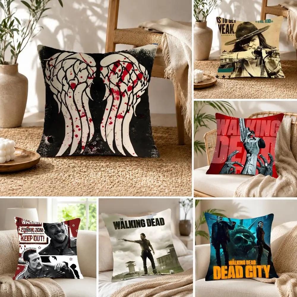 Gritty Horror Tv Series T-The Walking Dead Cushion Cover Fluffy velvet Nordic style plush Living room sofa decorative