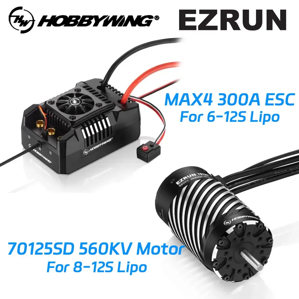 Hobbywing EZRUN MAX4 HV 300A Sensored Brushless ESC 70125 560KV Sensored Brushless Motor For 1/5 RC Model Car Buggy Truck