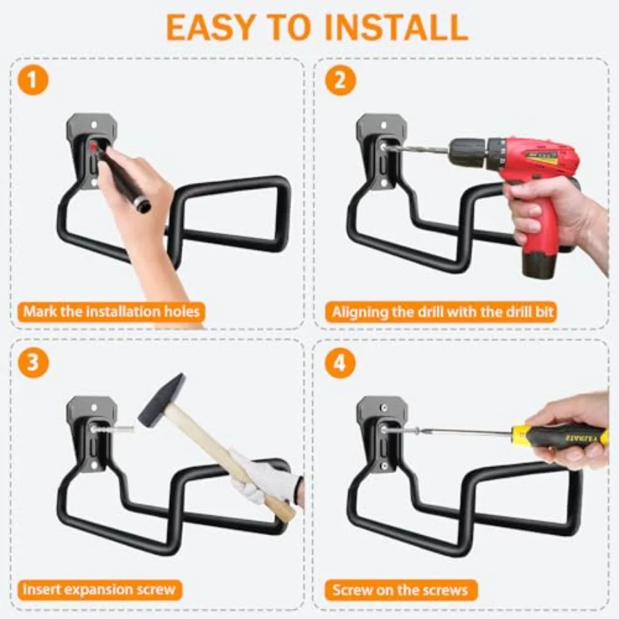 Hose Hanger Wall Mount, Garden Hose Holder Heavy Duty Metal Hose Hanger for Water Hose Storage, Rust-Resistant Outdoor Organize