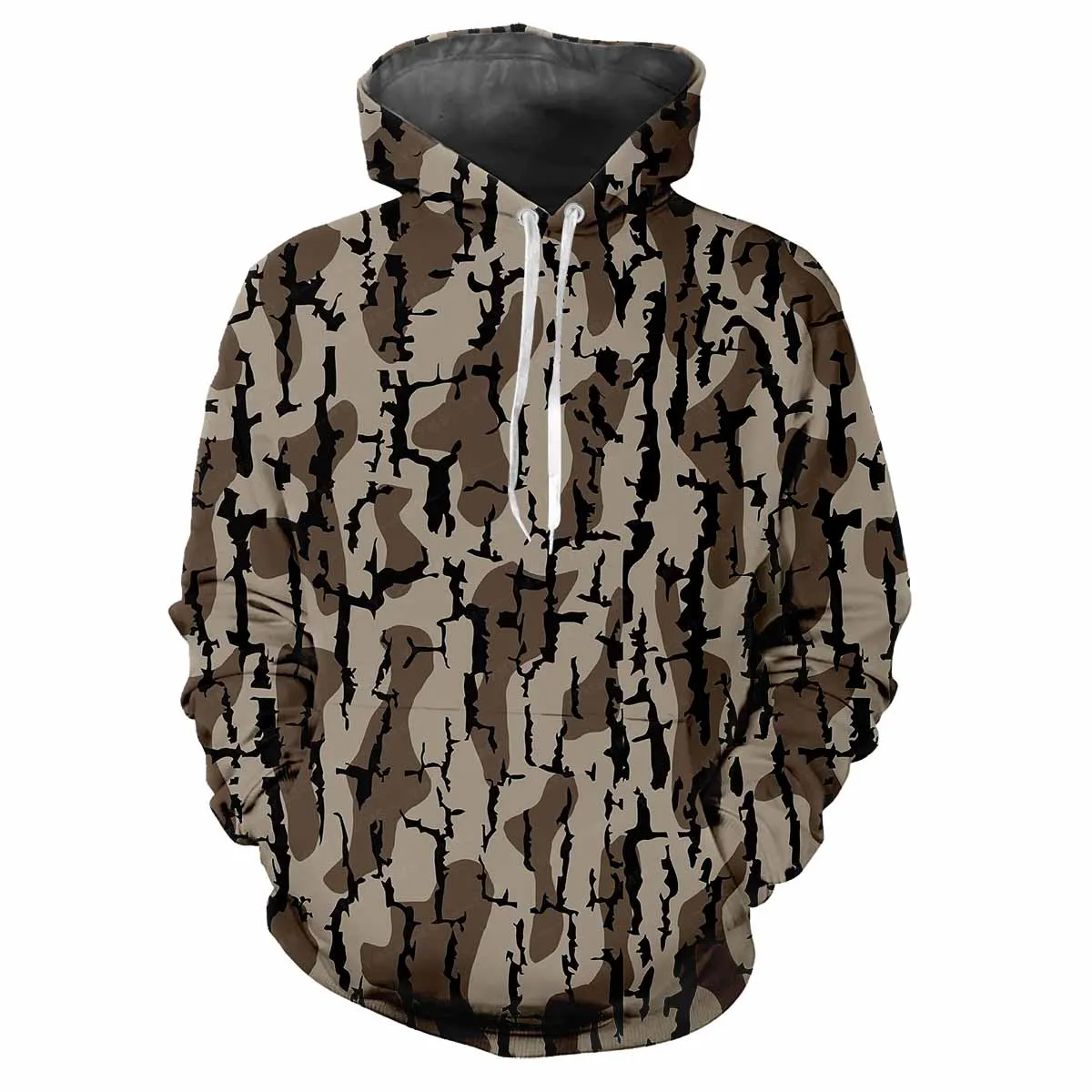 Sudadera con capucha de camuflaje para hombre, ropa informal, cómoda, suelta, tendencia callejera, animales de caza al aire libre, primavera y otoño