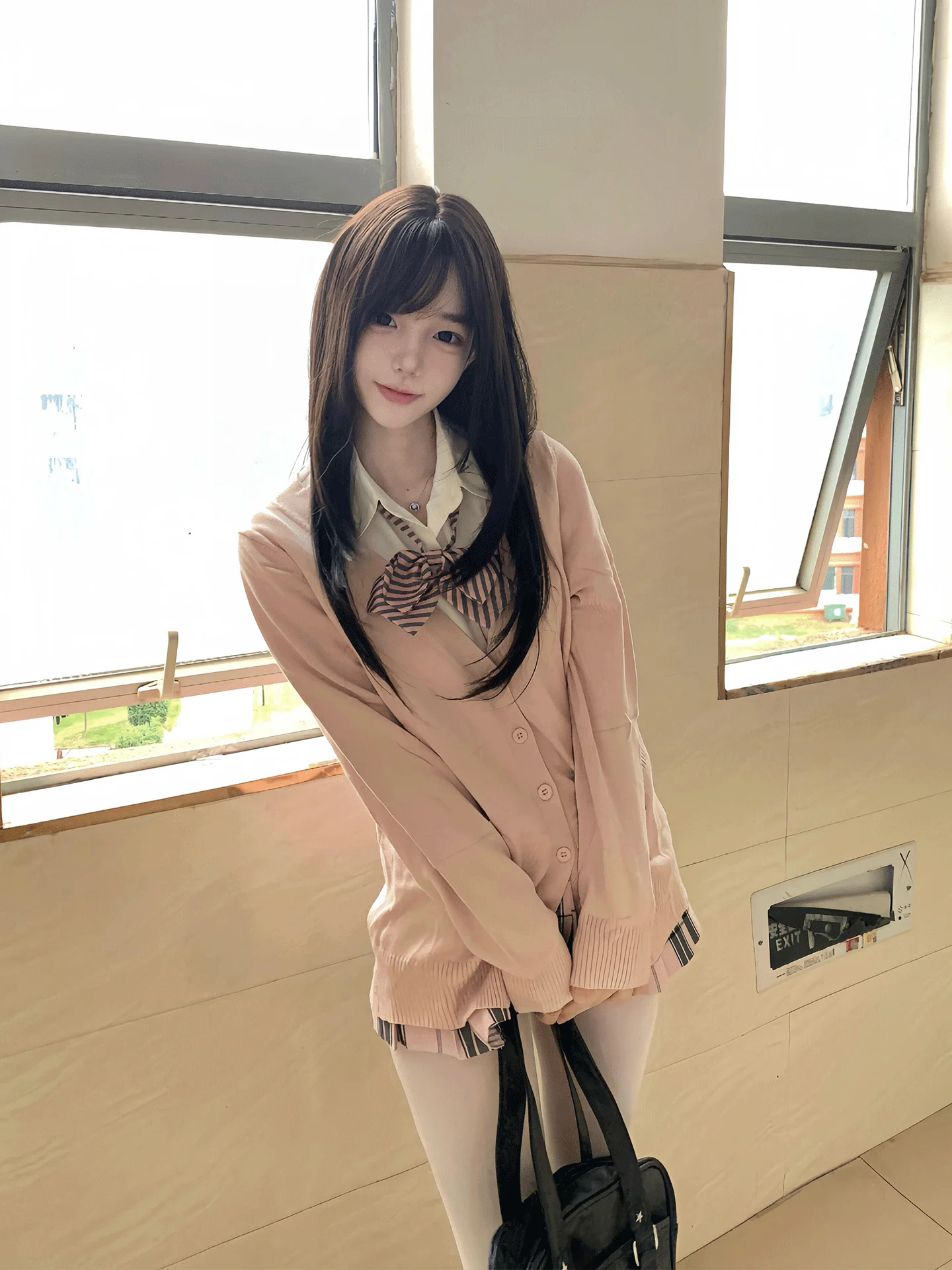 

Thickened Knitted Long Sleeve Cherry Milk Flavor JK Uniform Cardigan Women's Outerwear Autumn Winter Warm School Style Top