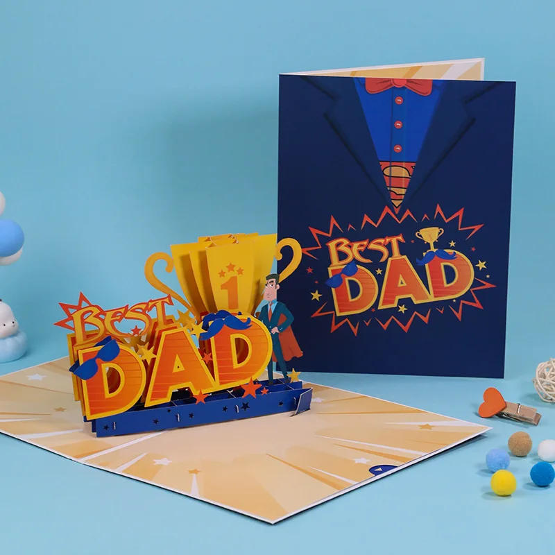 3D Greeting Card Father's Day Children's Day Teacher's Day Paper Carving Handmade Blessing Gift Creative Greeting Cards