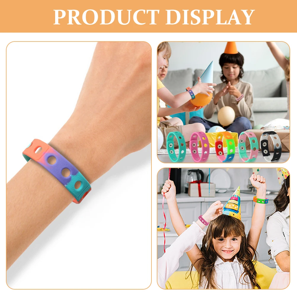 

8pcs Silicone Bracelets Adjustable Elastic Bands Unisex Fashion Party Accessories Wristbands for Women Men