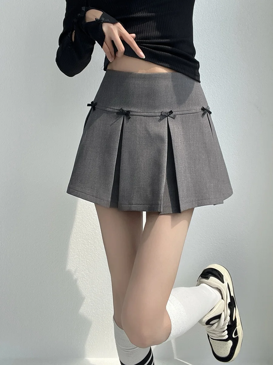 

Romantic Knot Decorated Casual A-Line Skirt for Women Spring Summer New Style Versatile High Waist Short Skirt