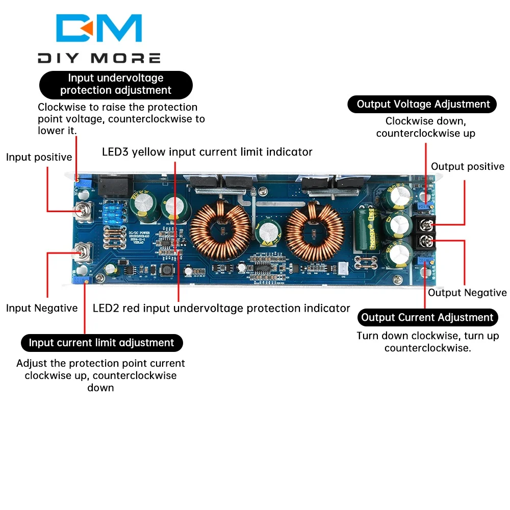 1000W DC DC Voltage Converter CV Boost Converter Step Up Adjustable Current Module Power Supply Module DC-DC10.5-75V to 12-85V