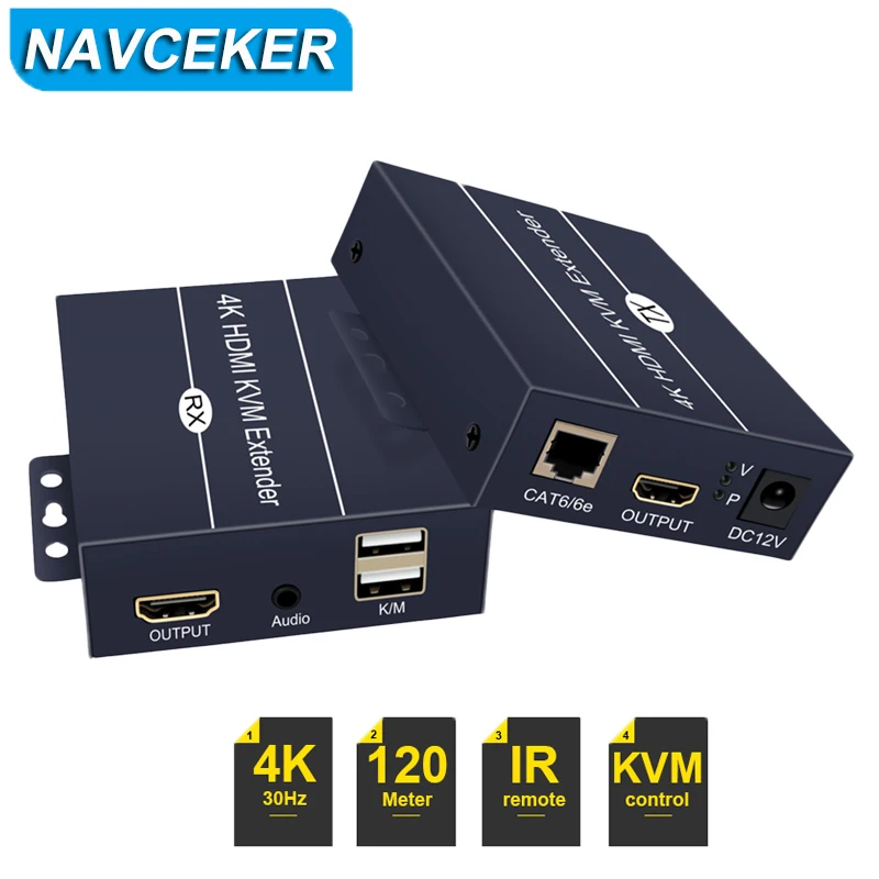 2024 120m 4K Network HDMI Extender with IR 1080P HDMI Extender Transmitter Receiver over CAT5e CAT6 Rj45 Ports HDMI Extender