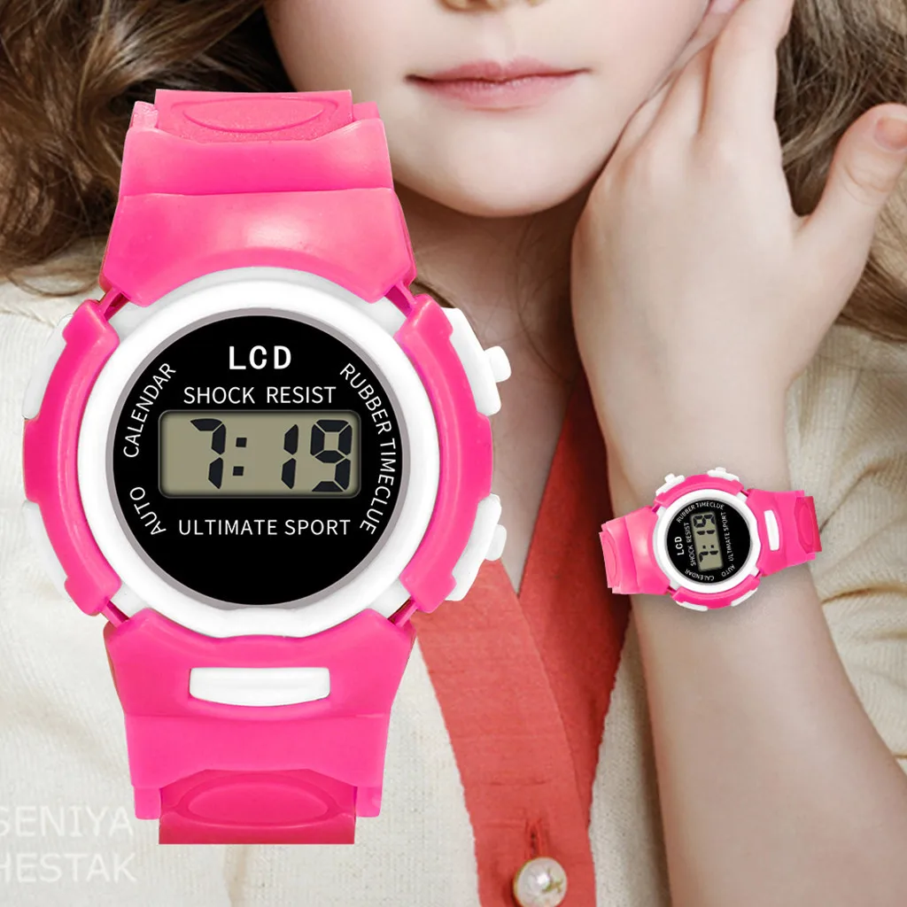 Student elektronisch horloge sport kinderen kijken gloed multifunctioneel digitaal horloge zeven kleuren licht cadeau 2024 nieuw