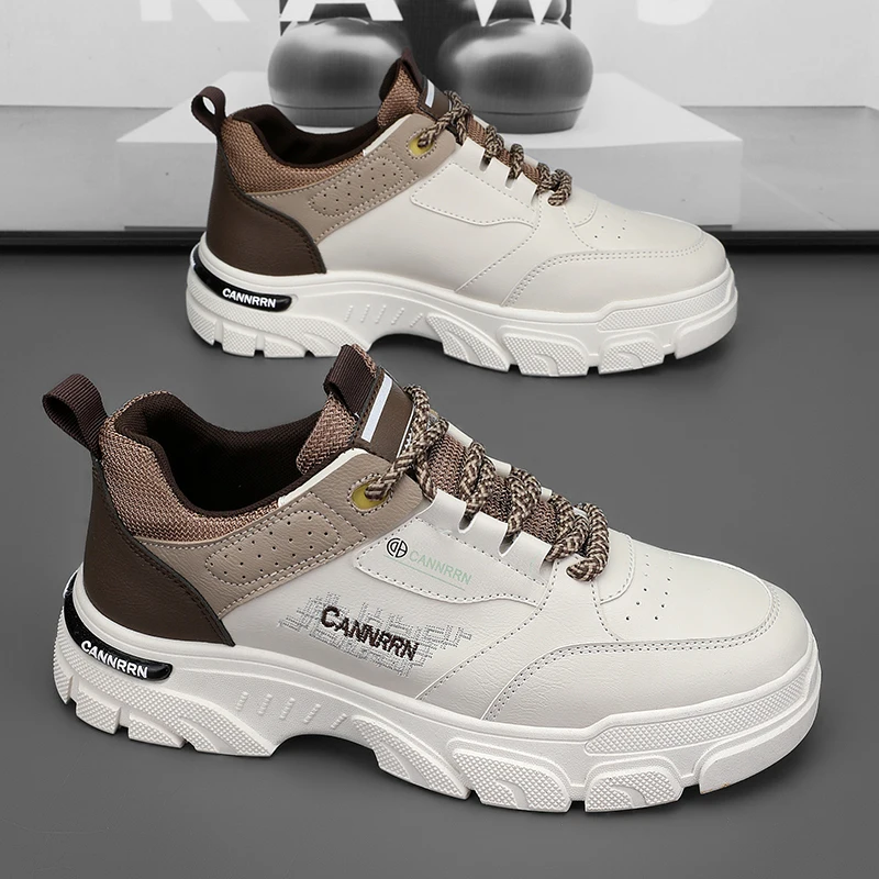 

Fashion Men PU Leather Casual Boots Spring Breathable Comforts Platform Walking Shoes Men High Top Boots Trend Skateboard Shoes