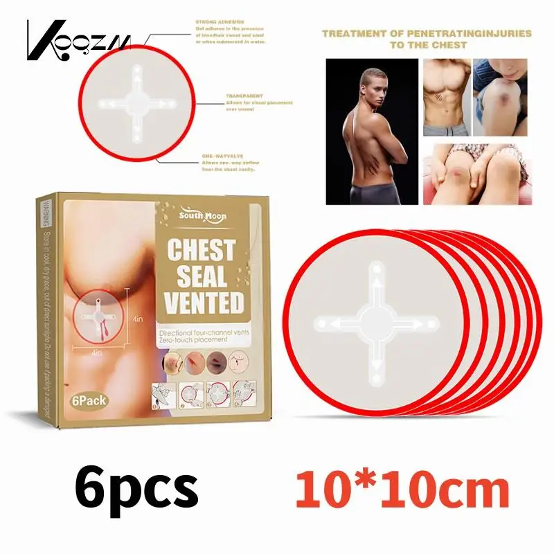 6pcs Safety Survival Emergency Trauma Sticker Chest Seal Medical Chest Seal Vented First Aid Patch Outdoor Tool Safety Survival