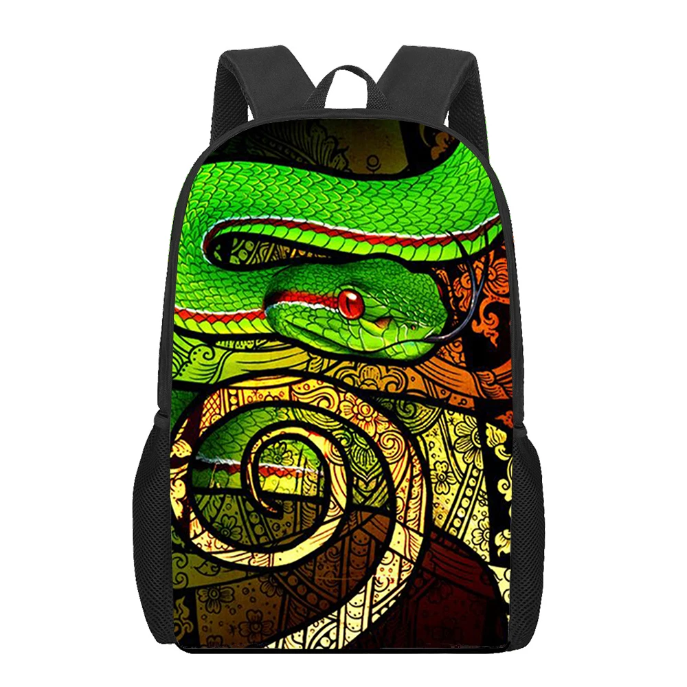 art painting snake animal 3D Print School Bag Set for Teenager Girls Primary Kids Backpack Book Bags Children Bookbag Satchel