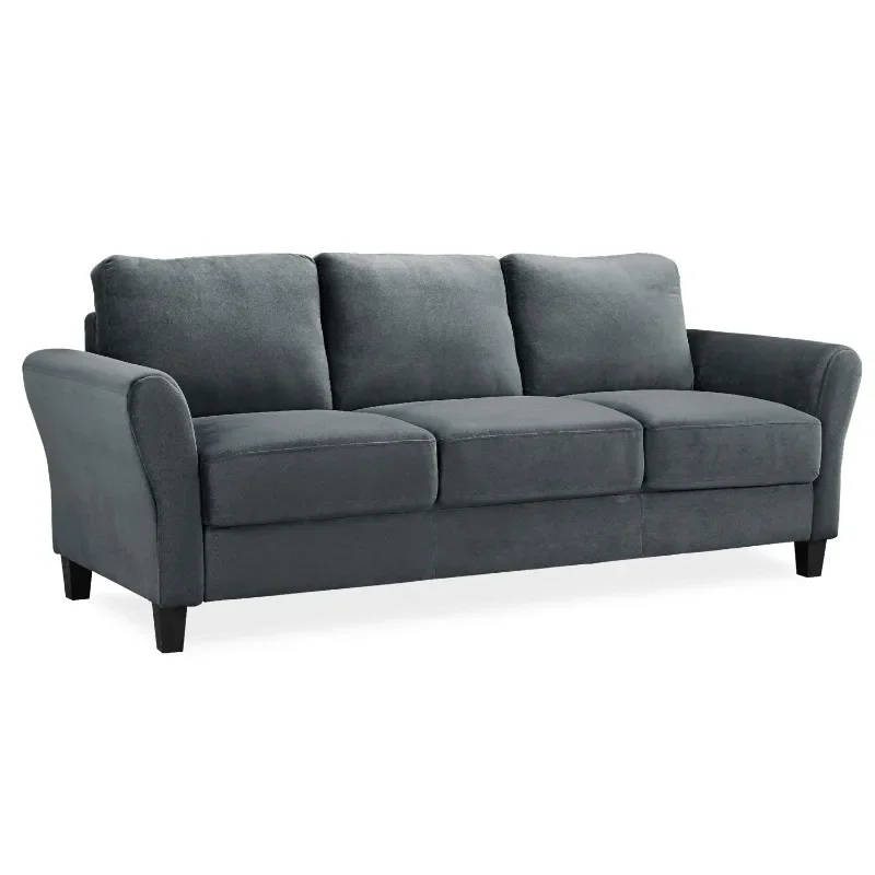 Lifestyle Solutions Alexa Sofa with Curved Arms, Gray Fabric