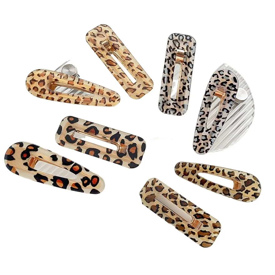 Nouveau style simple, pince à cheveux en acrylique à imprimé léopard, forme de goutte d'eau, bord carré, rétro, haut de gamme, pince à cheveux pour filles, accessoire de coiffure