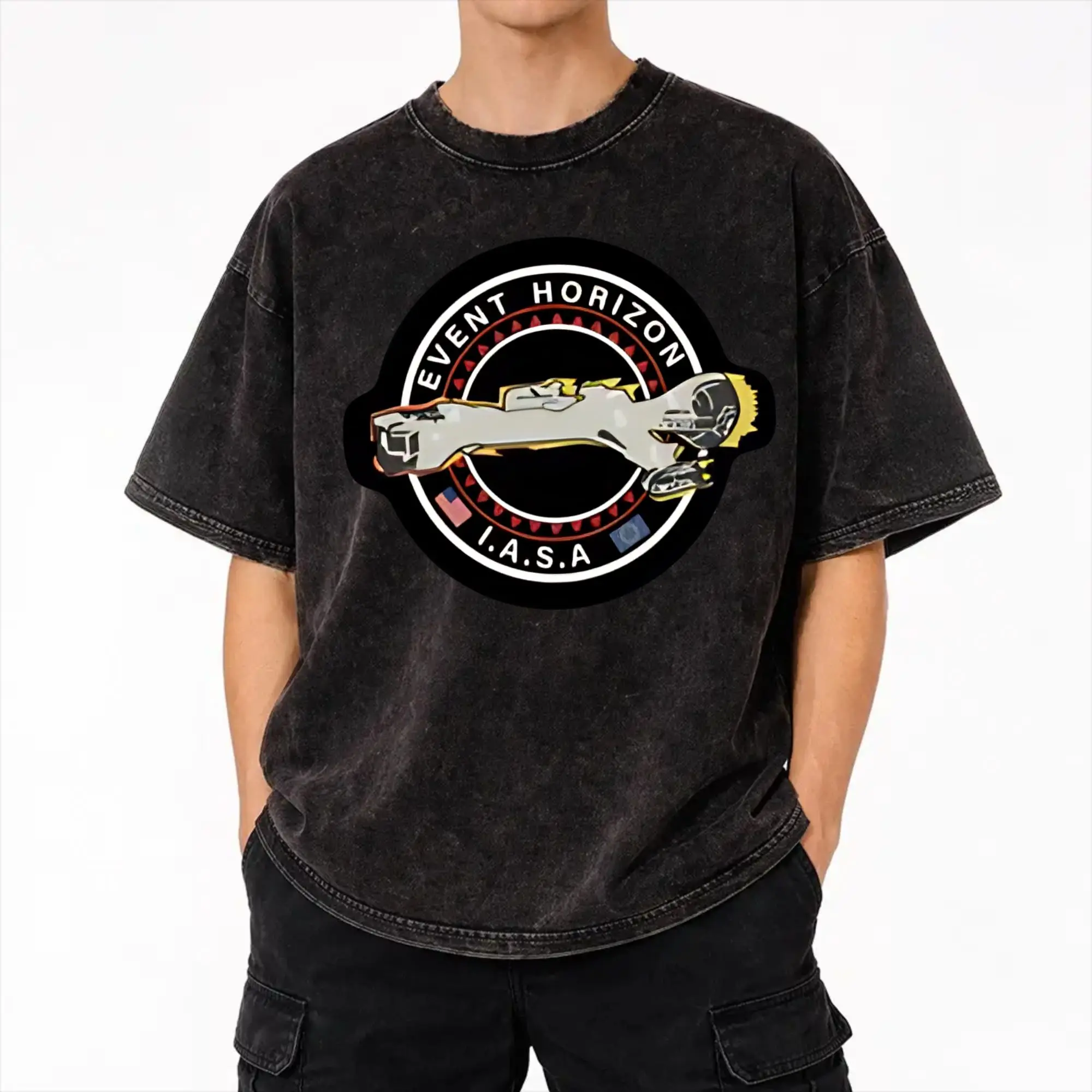 Event Horizon  Merch Washed T Shirt Men Women Streetwear Hip Hop T-Shirts Summer  Tee Shirt Cotton