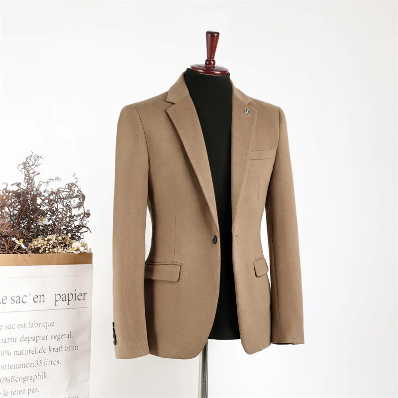 NT246  Autumn and Winter Thick Men's Casual Suit High-grade Sense Camel British Fashion Coat Small Blazer