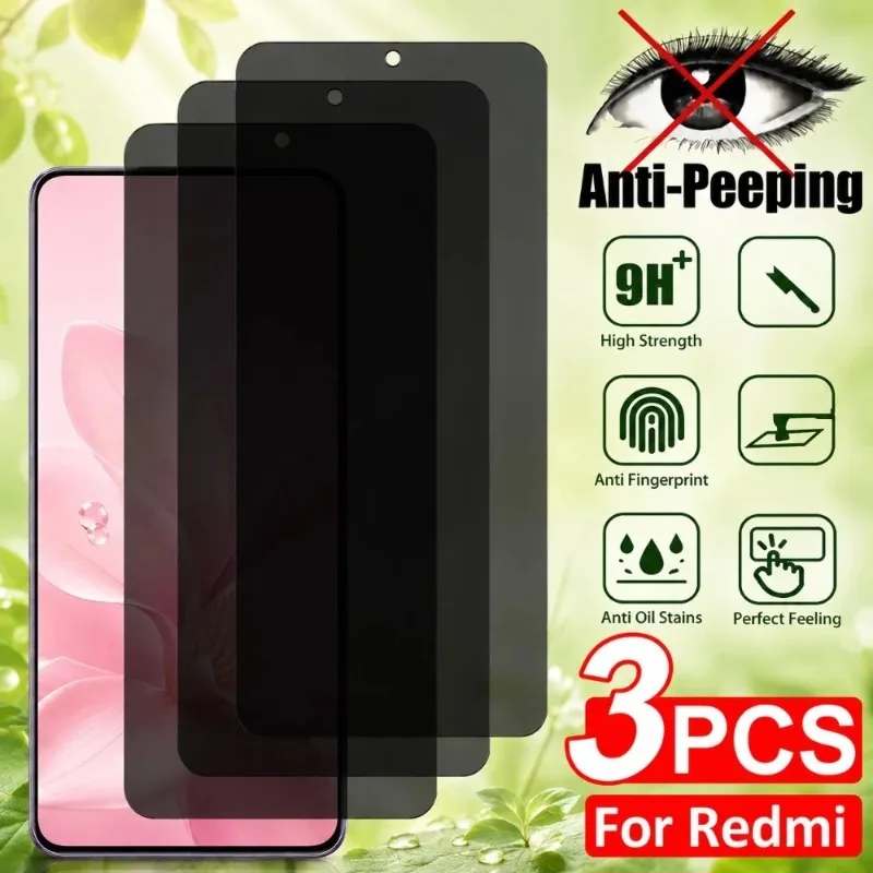 3 Stück Anti-Spy Displayschutzfolie für Redmi Note 15 Pro 5G 14S 12S 11S 13 12 11 Pro Gehärtetes Glas für Redmi 15C 14C 13C 12C 10A 9A