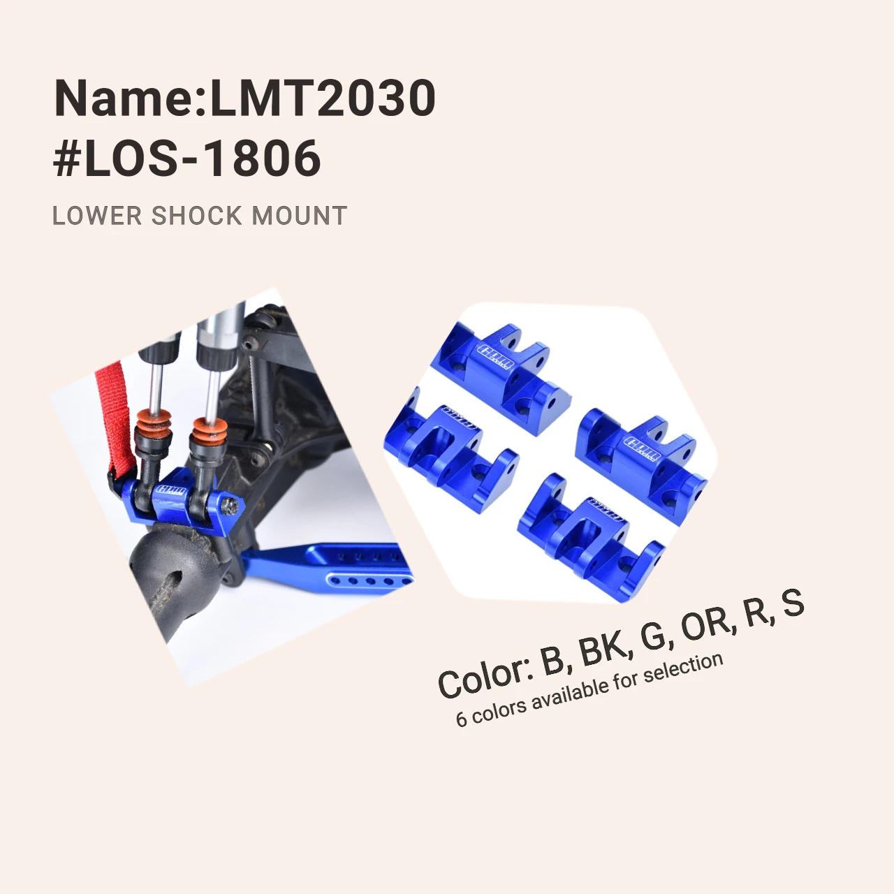 

Нижнее крепление амортизатора из сплава GPM 7075-T6 (LOS-1806) для Grave Digger LOSI 1/8 LMT