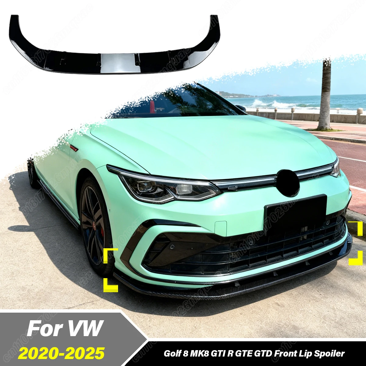 

For Volkswagen Golf 8 MK8 GTI R GTE GTD ABS 2020 2021 2022 2023 2024 2025 Automobile Front Bumper Lower Lip Protective Cover Kit