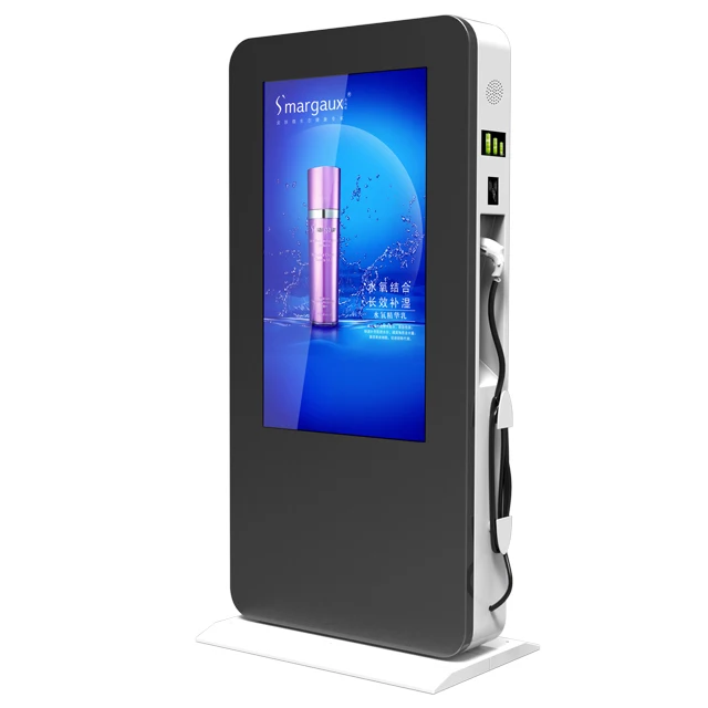 Outdoor Digital Signage Weatherproof Lcd Display Free Standing Electric Vehicle Kiosk 65 Inch Outdoor Ev Charging Pile