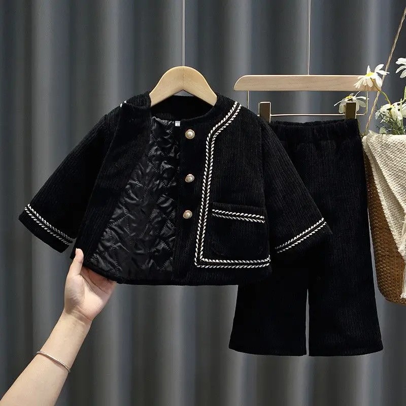 2025 Girls' Winter Princess Set - Thickened Dress + Jacket Coat | Chic 2-Piece Outfit for Toddlers (Ages 2-5)