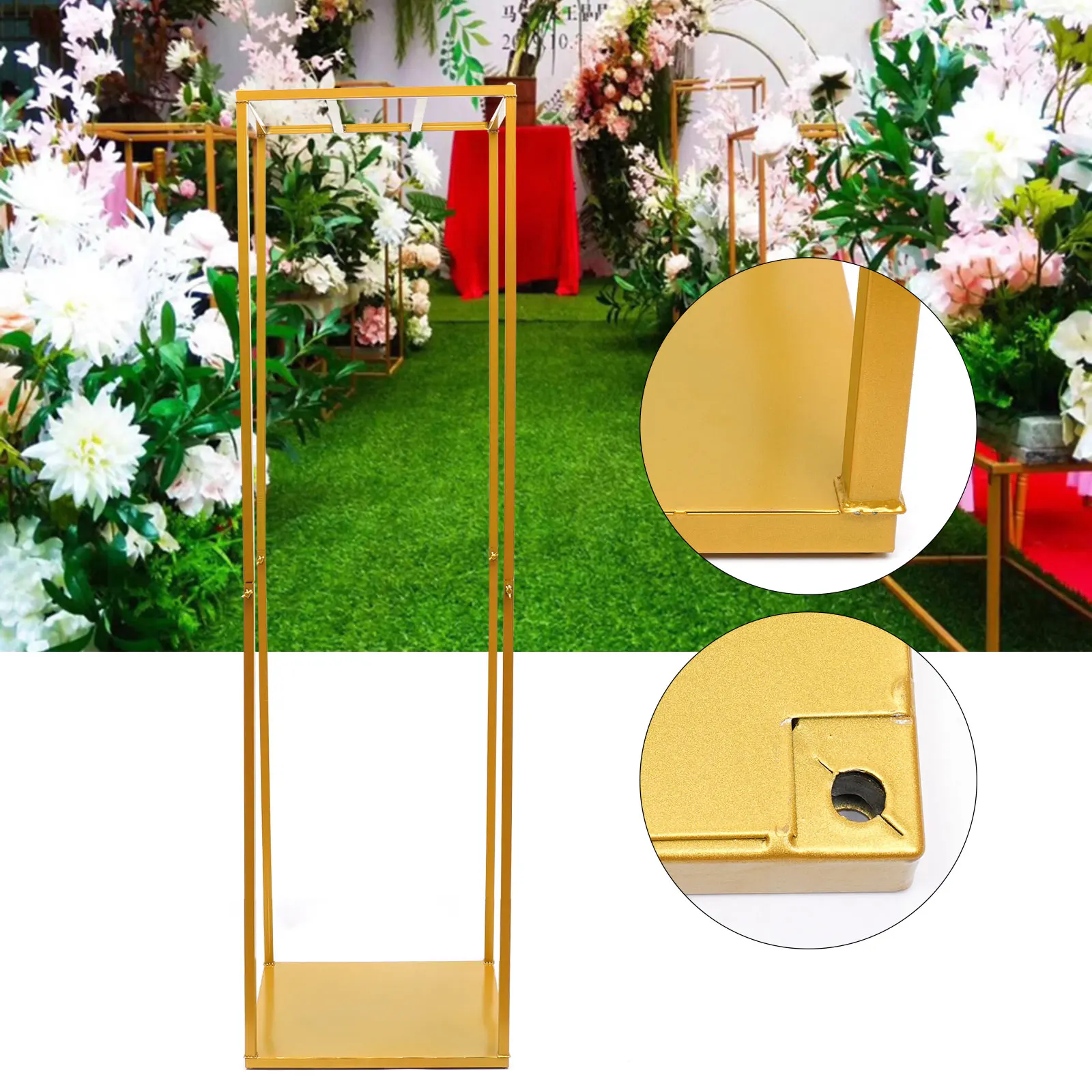 182cm Square Flower Stand Rack Metal Outdoor Party Wedding Anniversary Backdrop Props Decorations Gold Decor Support