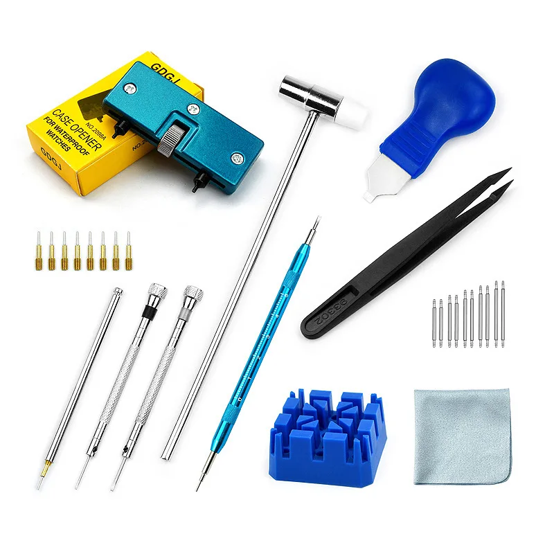 29Pcs Watch Repair Tool Set Watch Opener Repair Tool Kit Clock Pry Knife Screwdriver Pin Hammer Set for Professional Watchmaker