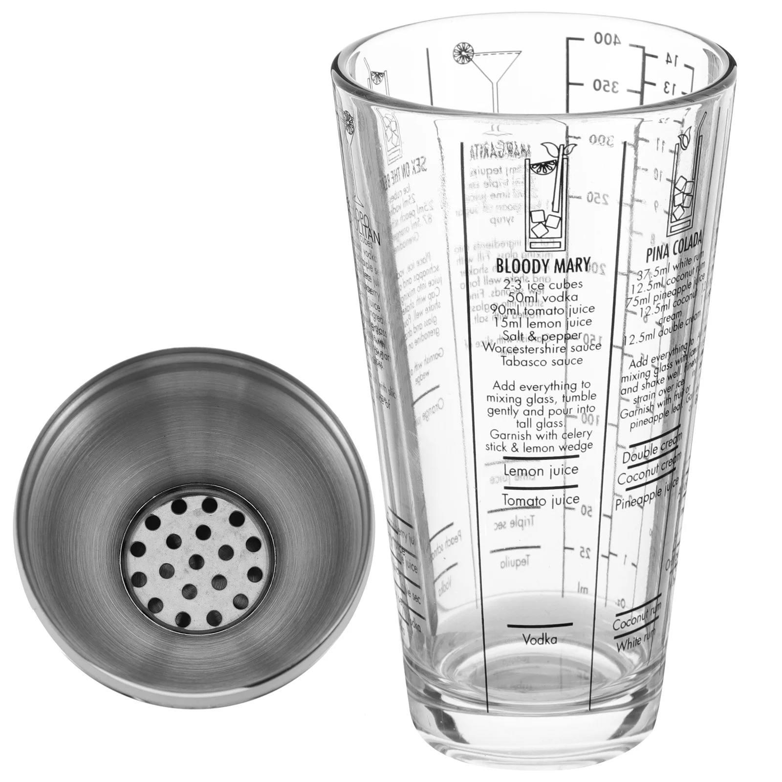 

1Pcs 400Ml Glass Shaker Transparent Scale Waterproof Rustproof Smooth Surface Ergonomic Design Cocktail Shaker