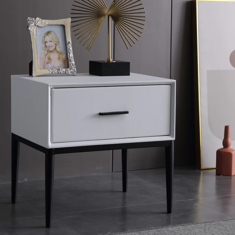 AIROW Empty White Rectangular Nightstand Simple Bedroom Side Table