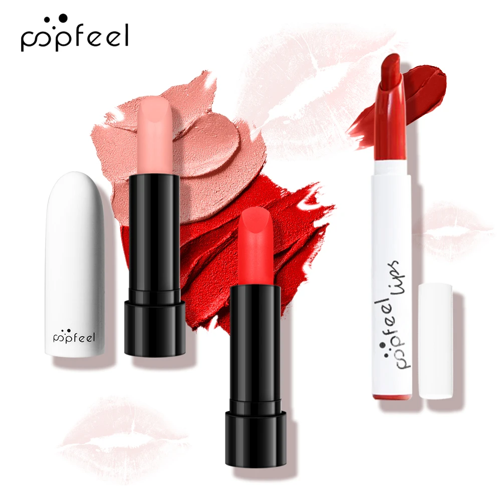POPFEEL ชุดแต่งหน้าลิปแคร์ 9 ชิ้น–ประกอบด้วยลิปสติก, ลิปกลอส, แปรงทาปาก, ลิปบาล์ม–ติดทนนาน, ให้ความชุ่มชื้นแก่ริมฝีปาก