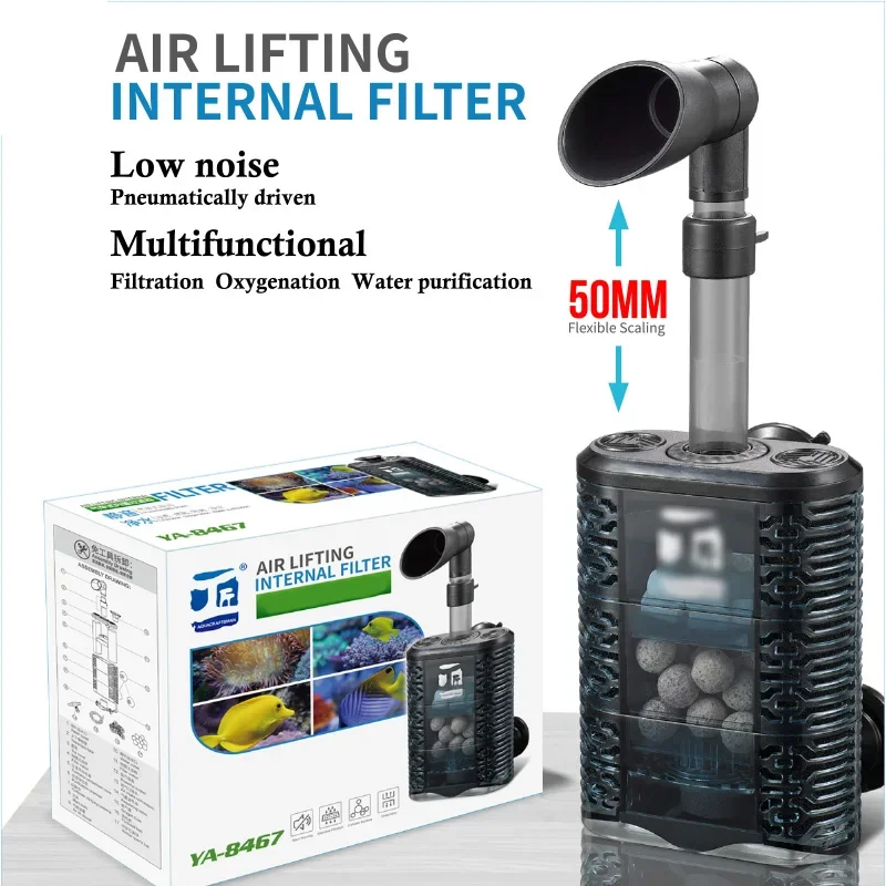 Aquarium Filter Fish Tank Air Lifting Internal Filter for Bacteria Culture Filtering Impurities Provide Oxygen Content