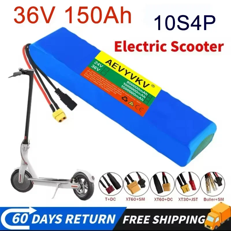 36V 100000mAh 18650 Rechargeable Lithium Battery Pack 10S4P Power Modified Bicycle Scooter Electric Vehicle with BMS+charger