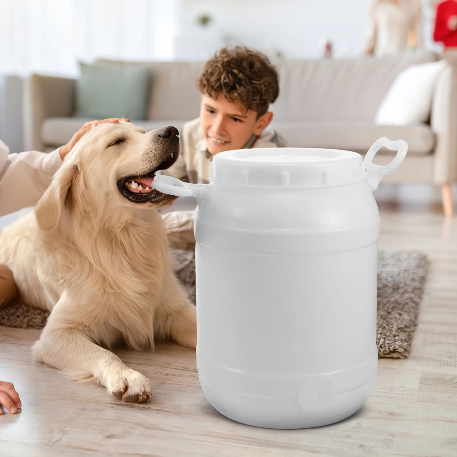

Sealed Grain Storage Barrel for Cat Dog Food Kitchen Compost Large Capacity Portable Handle Odor Proof for Kitchens