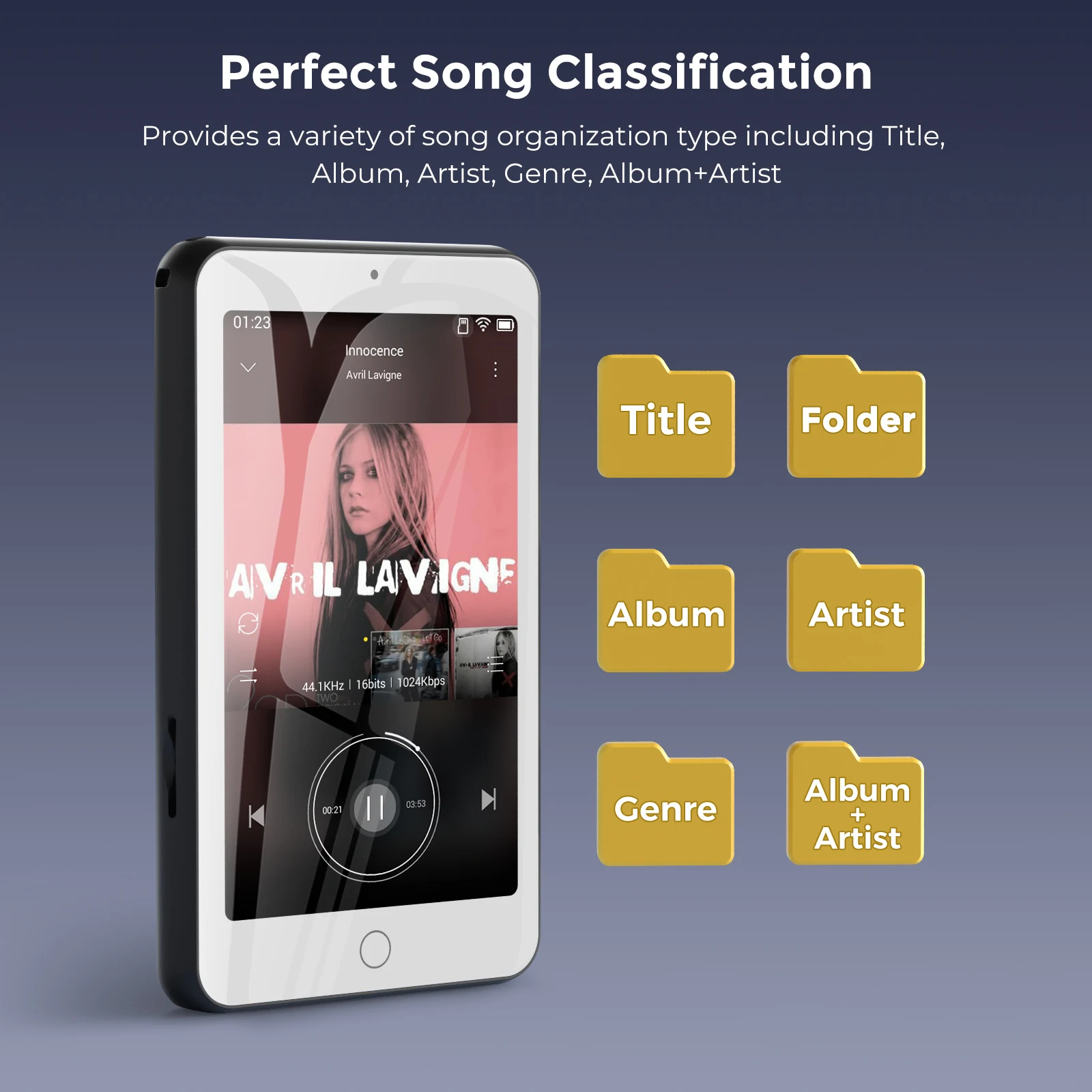 Portable MP3/MP4 Player Bluetooth Speakers & WiFi, Music Player with Radio, EBooks, HiFi Electronic Walkman Capacity Up to 512GB