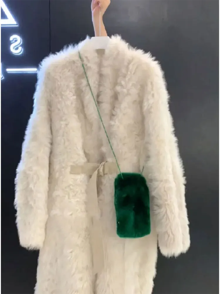 

Mid-Length Fur Coat Retro Style Leather And Fur Integrated Autumn Top for Women Elegant Commute Korean Style