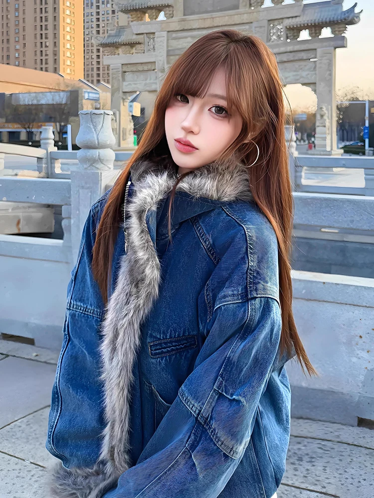 

Утепленная джинсовая куртка премиум-класса с хлопковым воротником, короткая рабочая куртка для мужчин и женщин, зимнее теплое хлопковое пальто