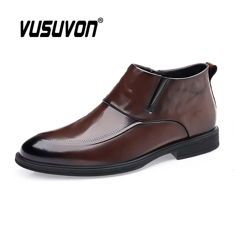 Fashion Men Shoes Breathable Leather 38-44 Size Boys Loafers Black Soft Outdoor Casual Summer Mules Dress Boots Work Flats