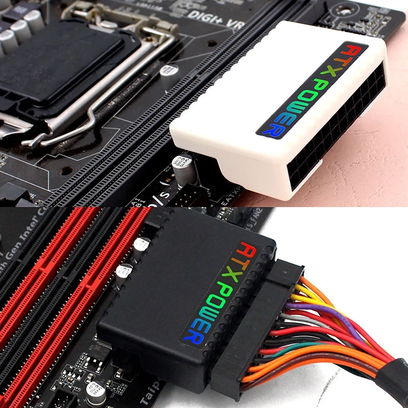 Adaptateur de Prise d'Alimentation ATX 24 Broches à 90 Résistant, Câble de Carte Mère RGB, Accessoire de Montage Modulaire, DIY