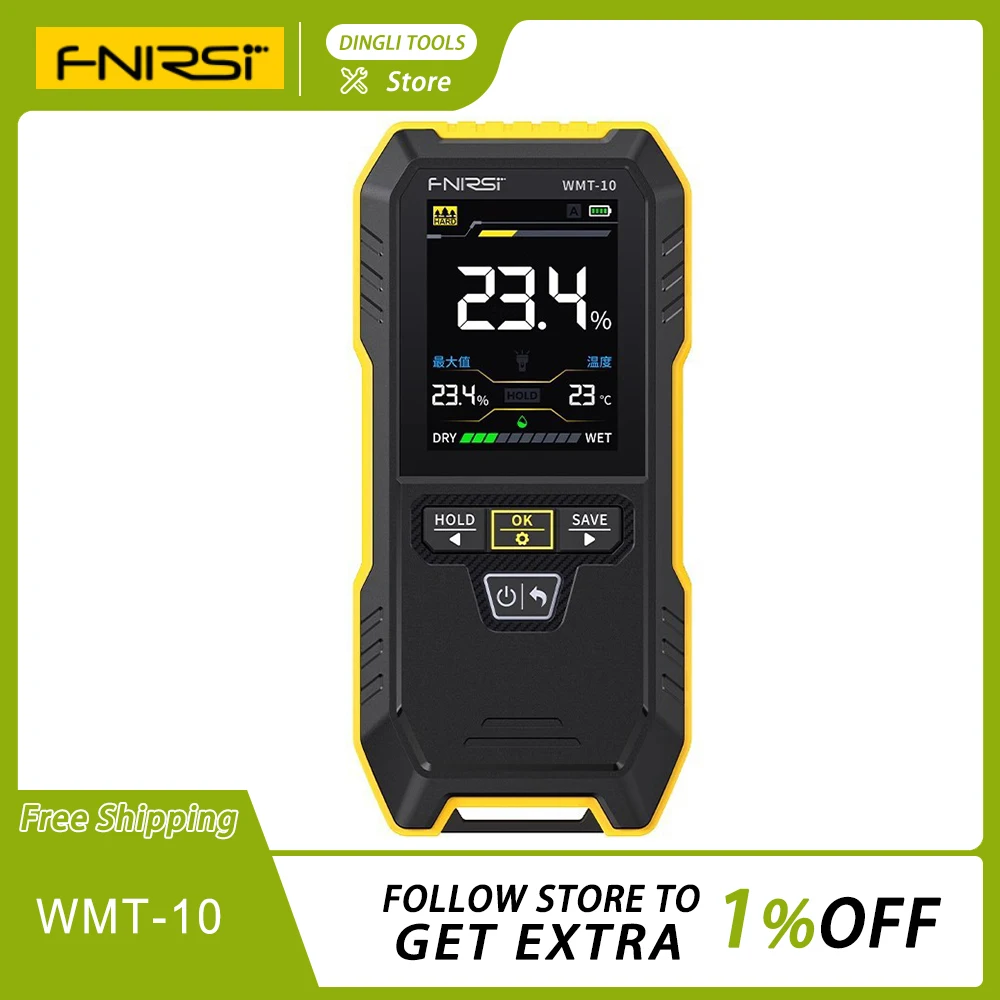 Fnirsi Wmt-10 Wood Panel Material Moisture Tester Damp Wall Surface Humidity Detector Customized Non-Destructive Humidity Tester